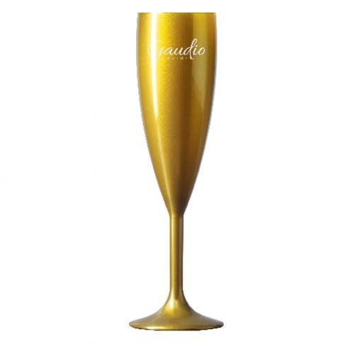 Printed Plastic Champagne Flutes (187ml/6.6oz) Reusable Gold 
